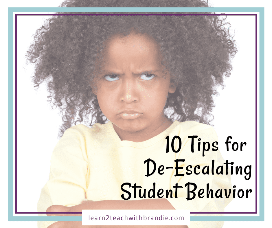 de-escalating student behavior
